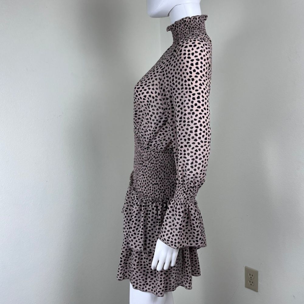 Hello Molly Don't Take It Personal Size S Smock Ruffle Tier Animal Mini Dress - Picture 6 of 17